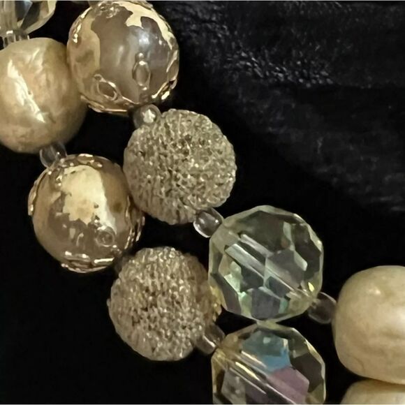 60s Vintage VENDOME Double Strand BEADED Necklace Jonquil AB Crystals - Picture 3 of 8